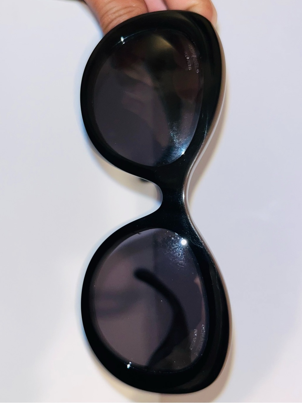 CHANEL Black Oval Women's Sunglasses with Gray Lenses - Picture 2 of 11